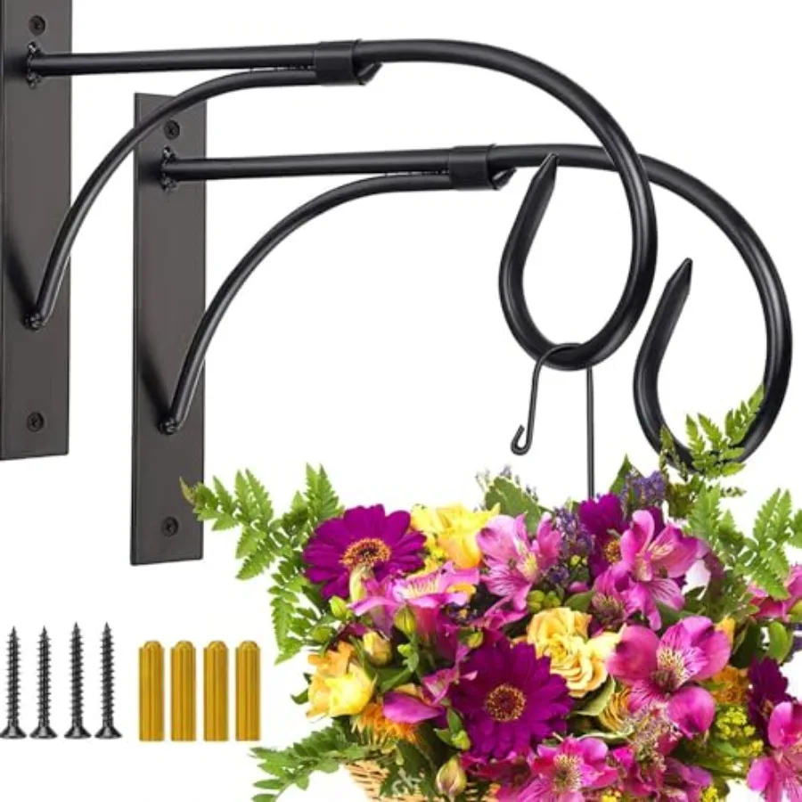 

2 Pack Plant Hanging Bracket 11 inch Wall Mount Plant Hanger Outdoor Indoor Drative Hanging Plant Bracket Hooks for Planter Flo