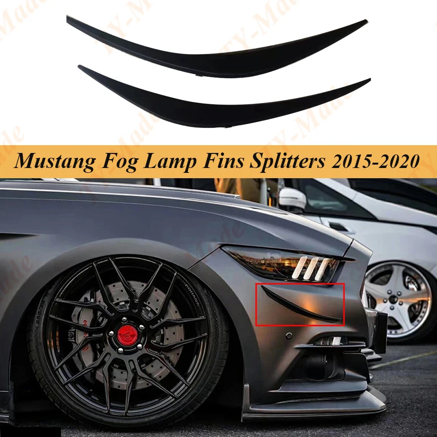 

ABS Front Fog Lamp Fins Splitters Trim Canards Fins Cover Bumper Upper For Ford Mustang Coupe 2 Door MP Style 2015 - 2020 Car