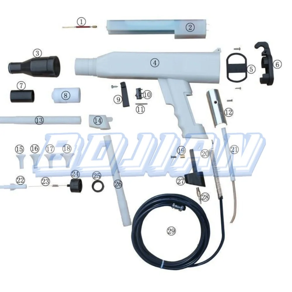 HV Cascade KCI Electrostatic Powder Spraying Gun Nozzle 6m Cable serviceable