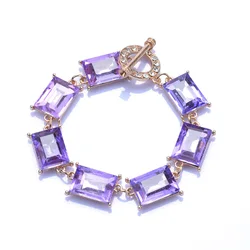 2026 New Purple Yellow Blue Square Glass Crystal Bracelets Women Charm Jewelry Luxury Boho Ethnic Statement Bracelet Female
