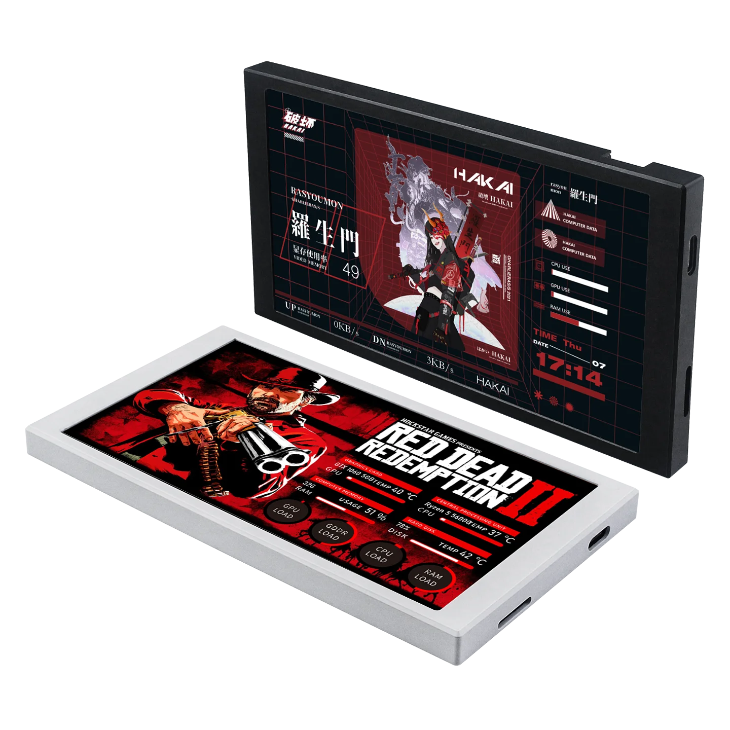 TURZX New 5.2 Inch IPS Secondary Screen 1280x720 USB-C Interface CPU GPU RAM Computer Monitor Extended Screen for Windows 10 11
