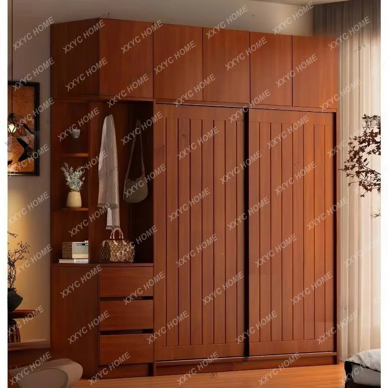 XXVintage Partition Wardrobe Sliding Doors Square Corner Modern Wooden Wardrobe Storage Cabinets  Furniture
