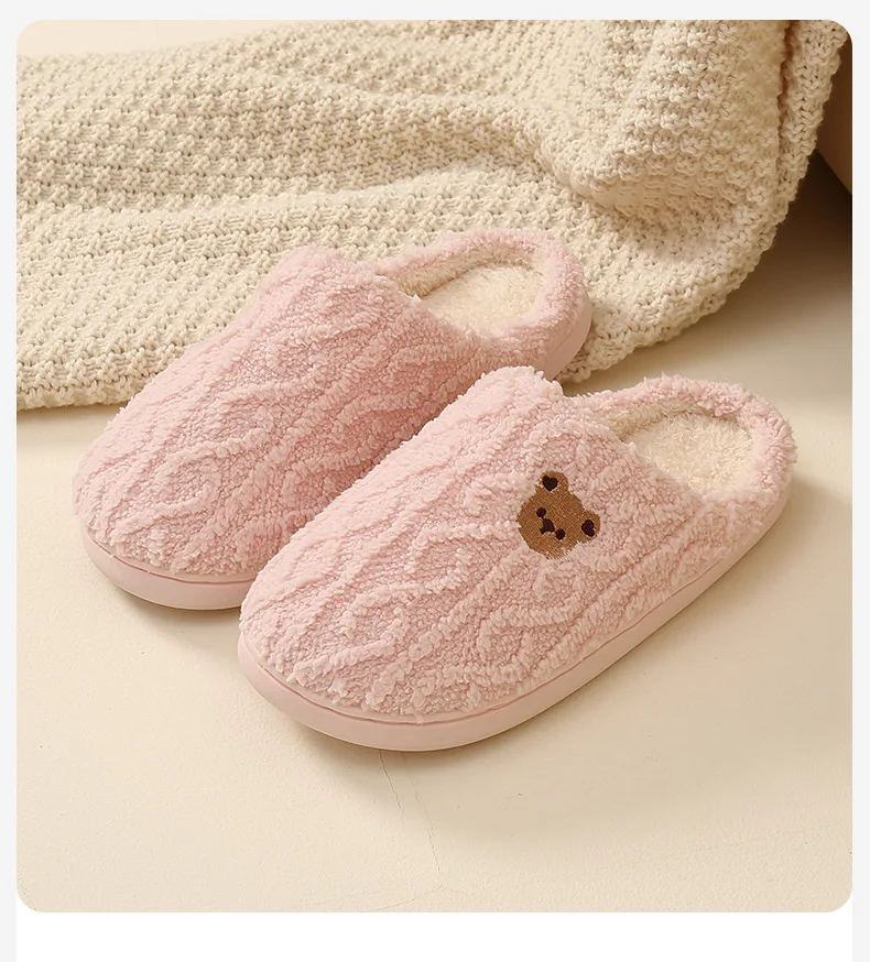 

Женские тапочки, хлопковые тапочки, модные зимние теплые домашние тапочки с плюшевым мишкой, унисекс, домашняя повседневная обувь для дома