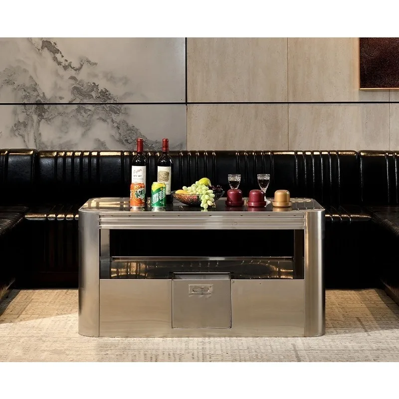 Commercial stainless steel ktv bar, luminous coffee table, glass box, night venue, store