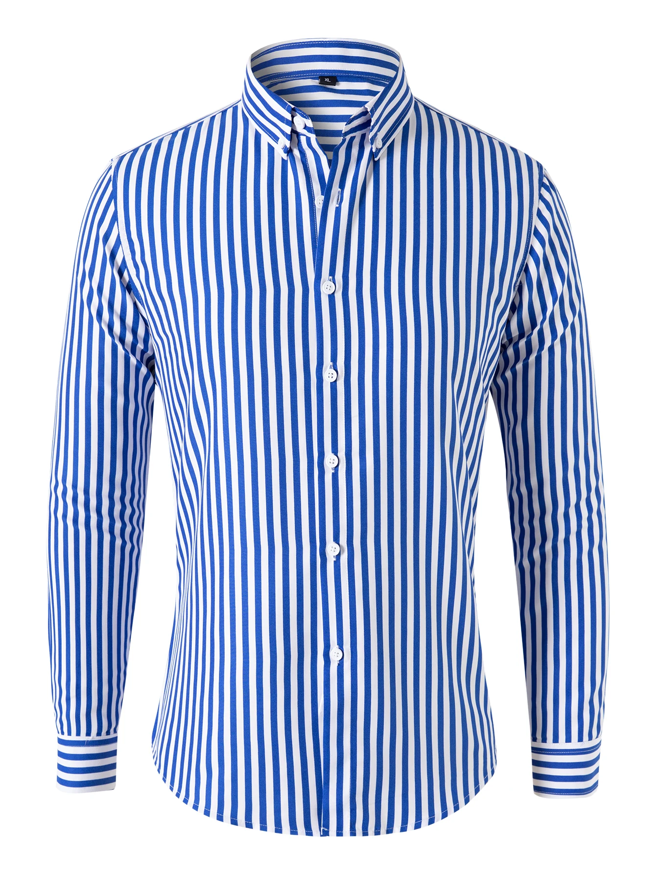 Striped Men\'s Long Sleeve Shirt Casual Fashion Lapel Slim Top Cardigan