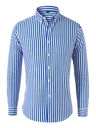 Striped Men's Long Sleeve Shirt Casual Fashion Lapel Slim Top Cardigan