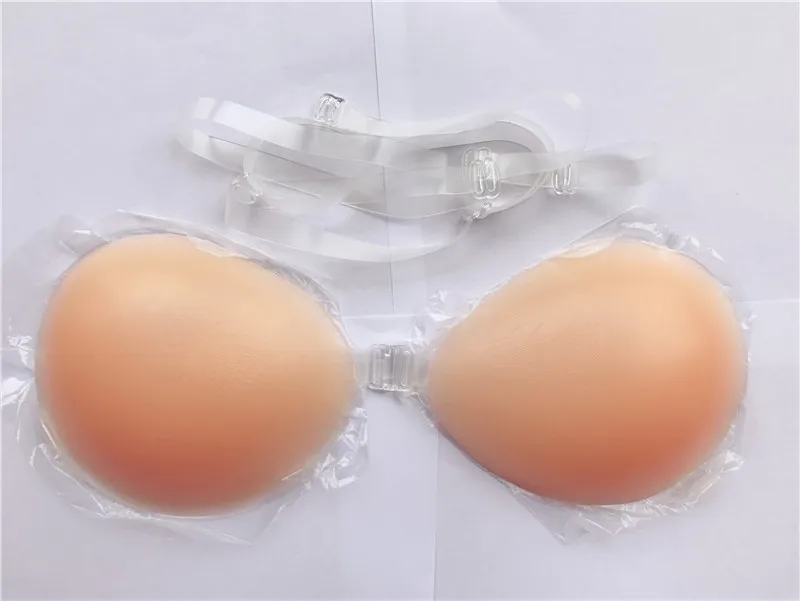 Sexy Invisible bra 3cm thick Self-Adhesive Strapless Silicone Breast Push up Bra with Clear Straps Size A B C D