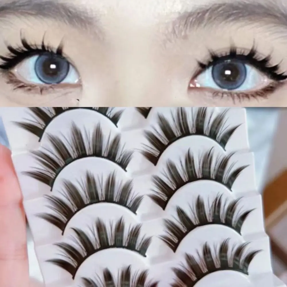 Natural Wet Look Manga Lashes Cat-Eye Makeup Fairy Clusters Cosplay Lashes Fluffy Wispy Fake Eyelashes Women