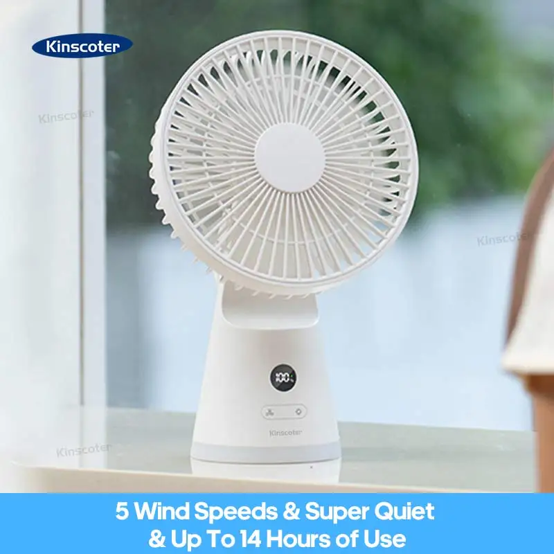 

Minimalist Design Portable Desktop Fan 3600mAh Rechargeable USB Fan Office Table Ventilator 5 Speeds Quiet Big Wind Power