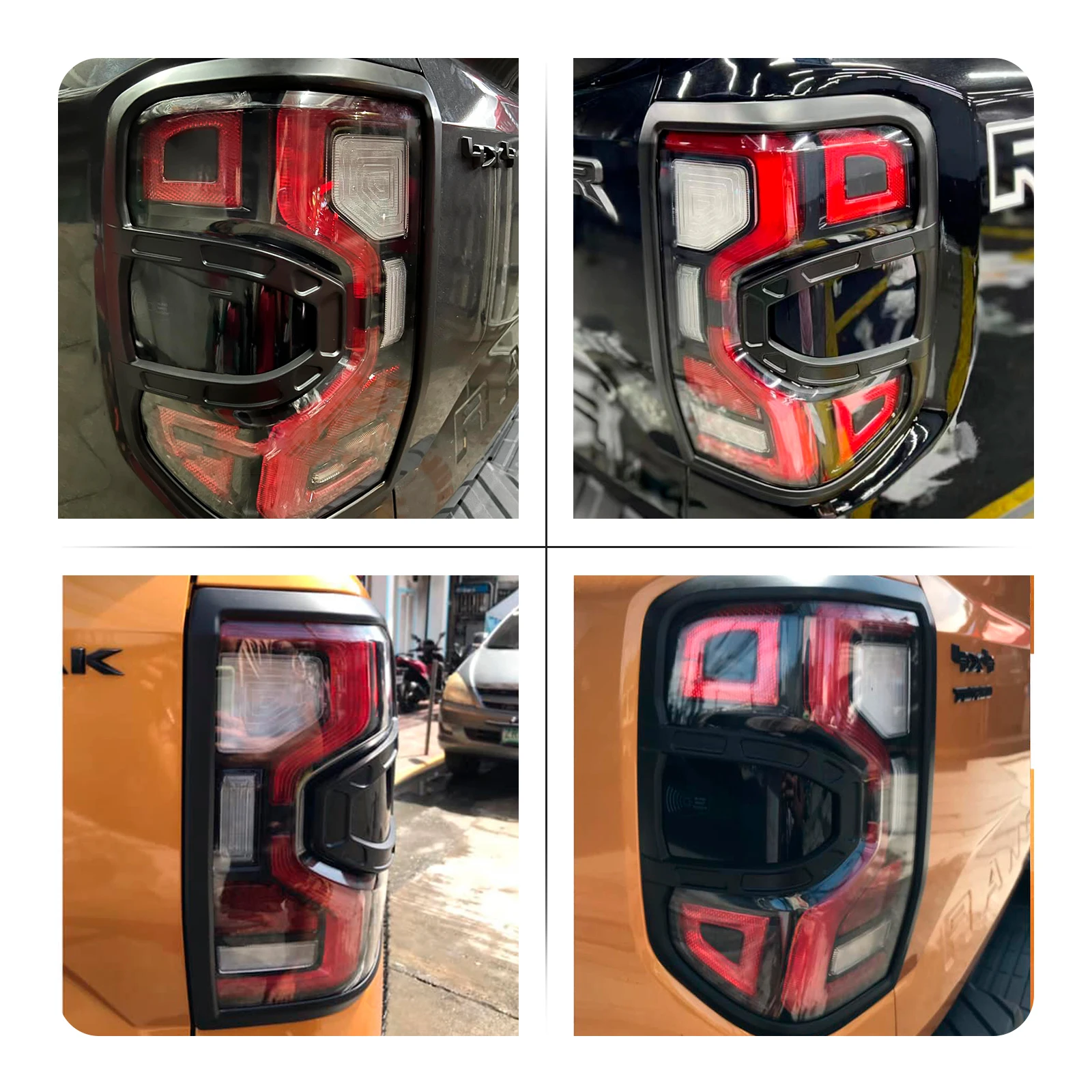 ABS Tail Lights Cover Surrounds Trim For Ford Ranger T9 Wildtrak 2023-ON Sport XLT XLS XL Rear Lamp Hoods Car Accessories