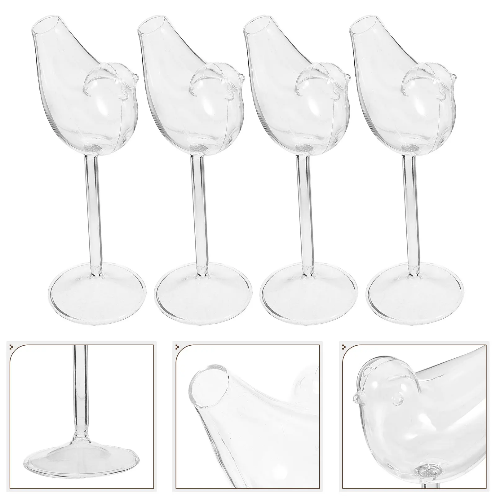 4Pcs Smoke Cocktail Glass Cup Set Elegant Glass Wine Goblet for Party Home Bar Decorative Beverage Drinkware Unique Clear