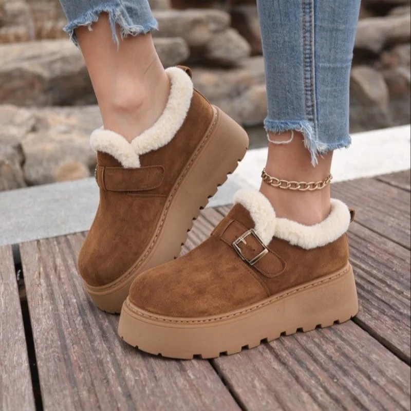 Women Snow Boots Autumn Winter Thick Sole Shoes Women Comfy Warm Fleece Lining Ankle Boots Woman Anti Slip Platform Cotton Shoes