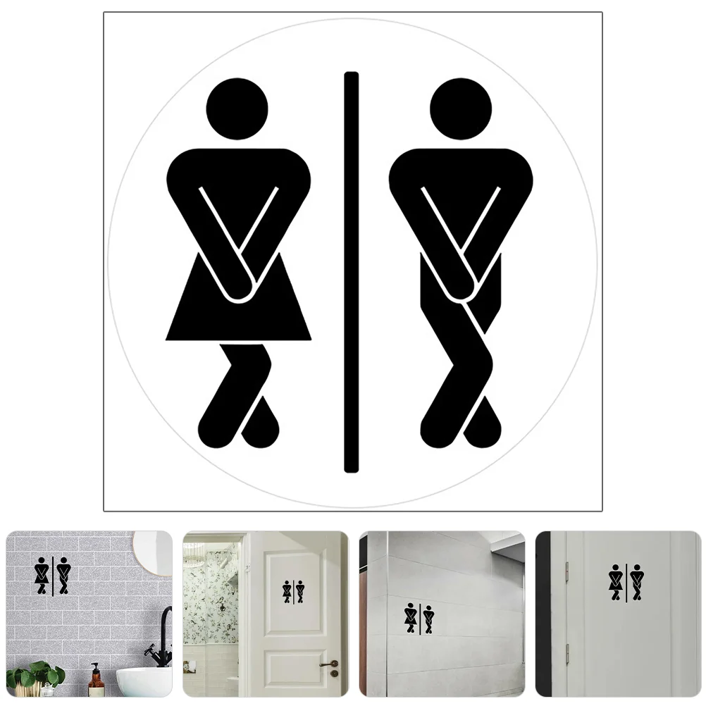 3 Pcs Bathroom Door Sticker Toilet Sign Funny Signs Frosted Wall Decorative Decal Pvc