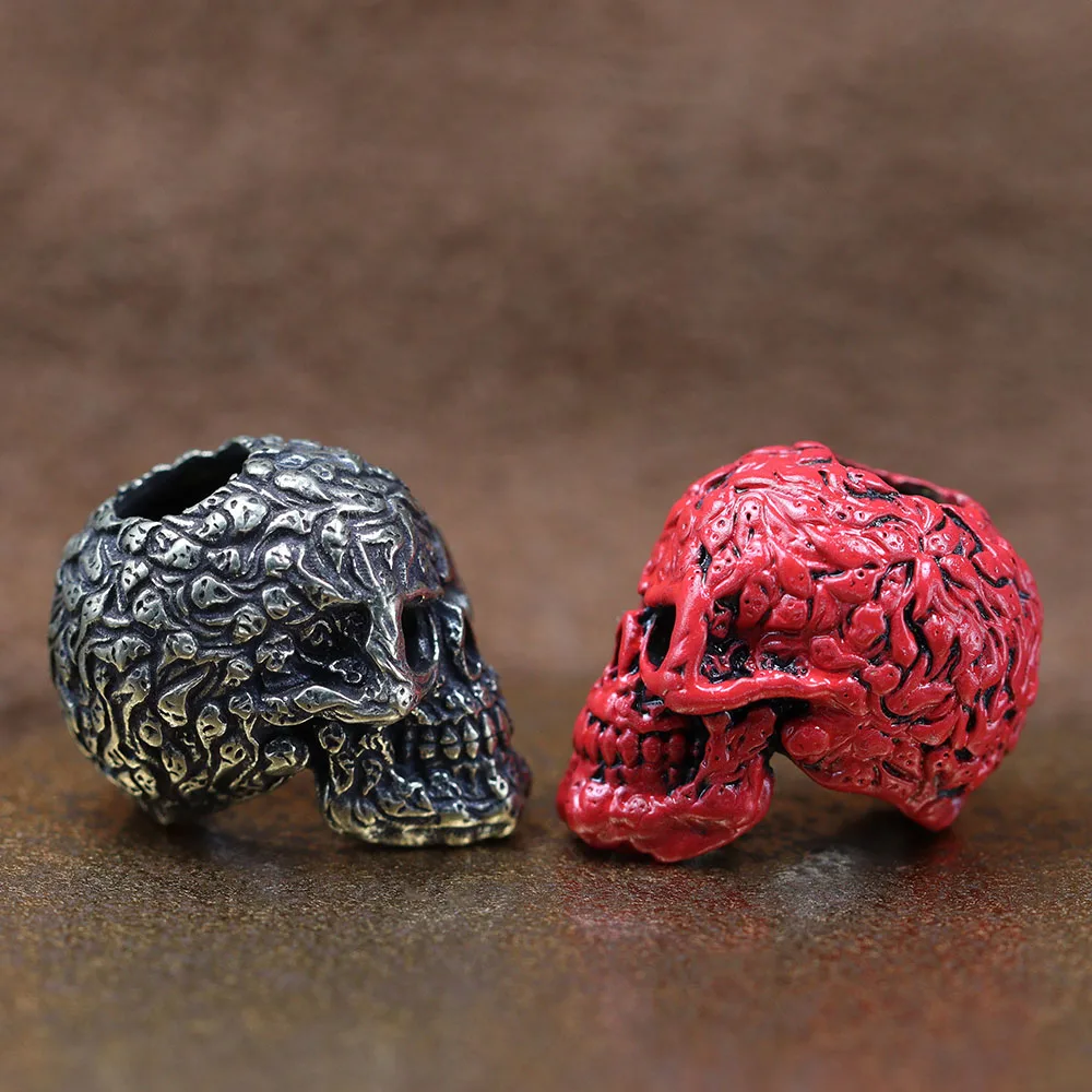 Ghost Skull Head Brass Knife Beads EDC DIY Paracord Woven Bracelets Lanyard Pendants Accessories Outdoor Tool Hangings Charms