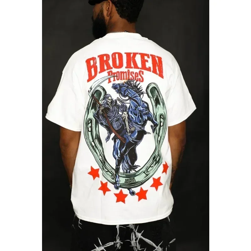 

Personality Y2k oversized cotton T-shirt round neck short sleeve letters loose round neck short sleeve T-shirt European men