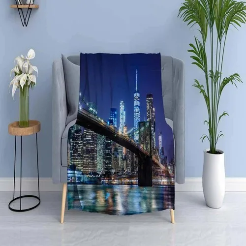 Else Carpet Else Blue Throat Bridge City Wellsoft Patterned 3D Tv Blankets