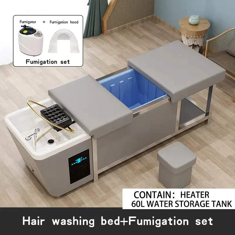 60L No Plumbing Portable Shampoo Bed with Water Storage Head Spa Hair Washing Massage Table Salon Barber Furniture