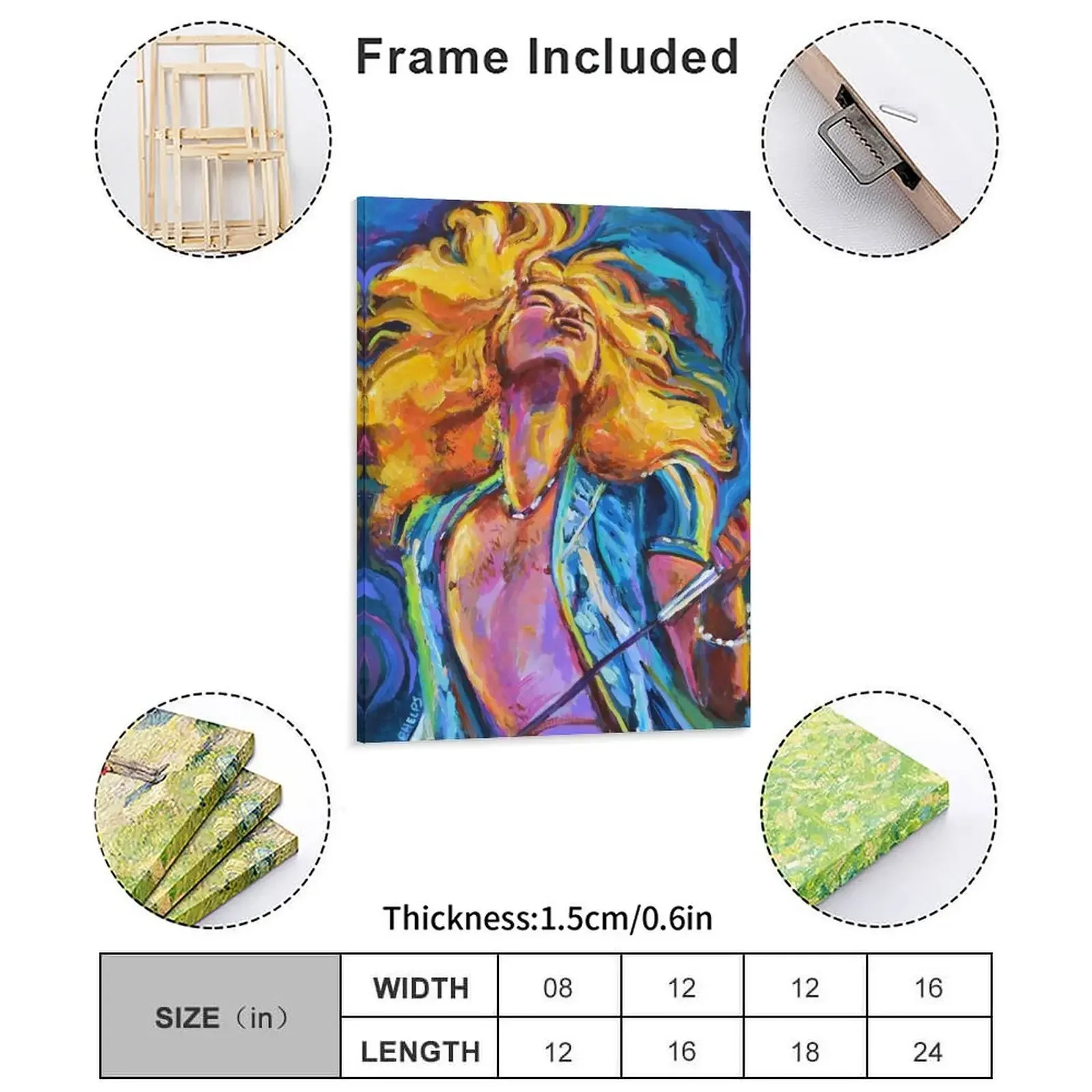 Robert Plant Wild Hair Portrait Poster Canvas Painting Poster Customize Printing Garage Cinema Decoration Framed Wall Paintings
