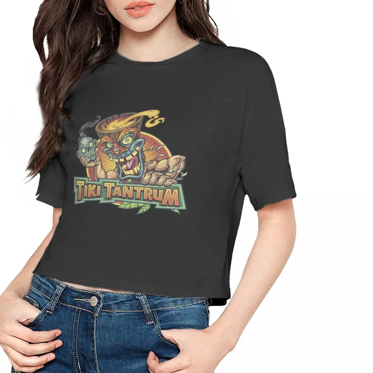 Trader Sam's Tiki Bar Trader Sams Leak navel T-shirt, Womens Summer Cotton Tee Fashion Crew Neck Short Sleeve T Shirts