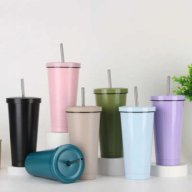 

Simple Vacuum Insulated Flasks Straw Cup Outdoor Portable for Car Mug Stainless Steel Travel Thermos Coffee Cups Thermal Bottle