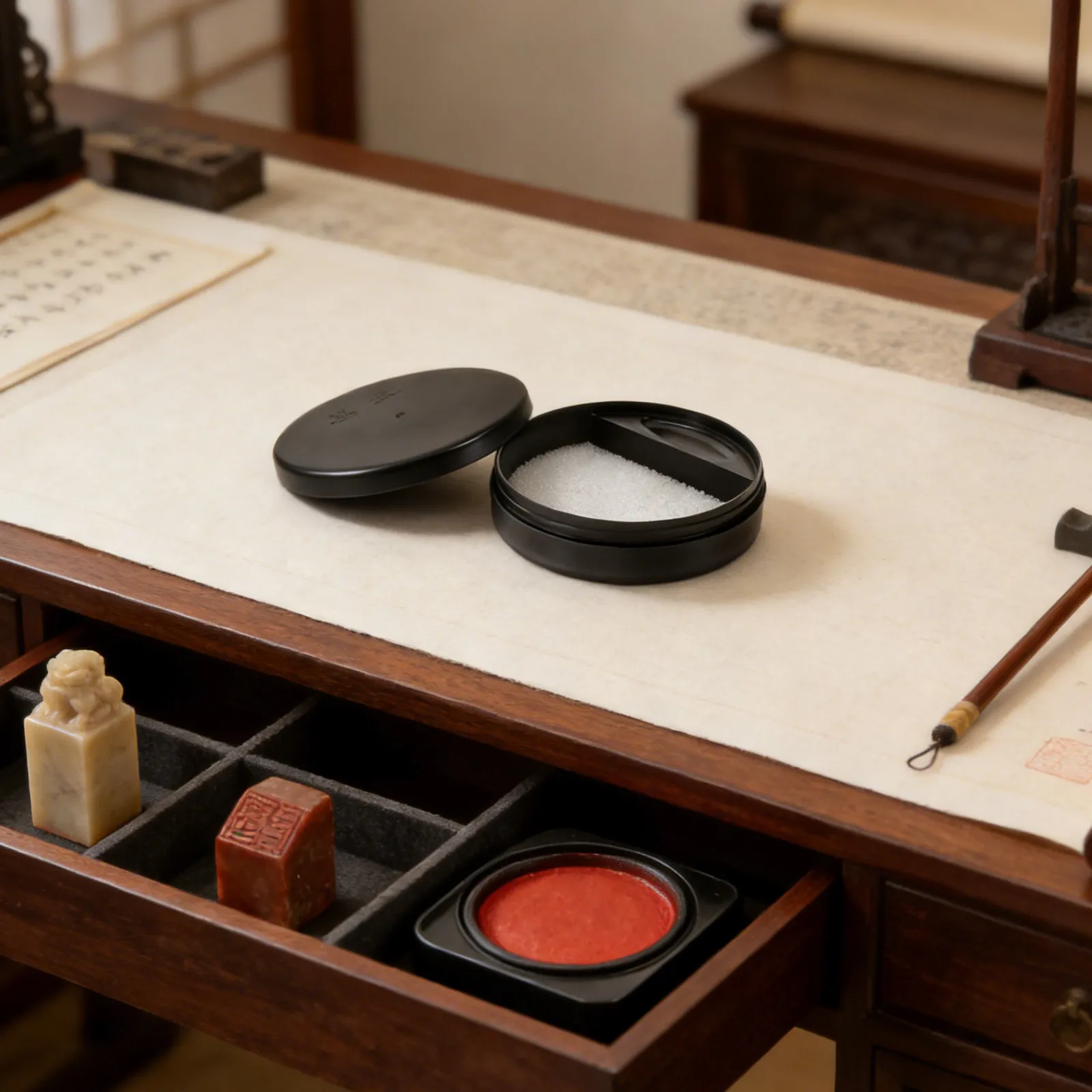 10Pcs Chinese Calligraphy Ink Stones Traditional Preserve Inkslab Round Lid Ink Grinding Dish Calligraphy Practice Accessories view 5