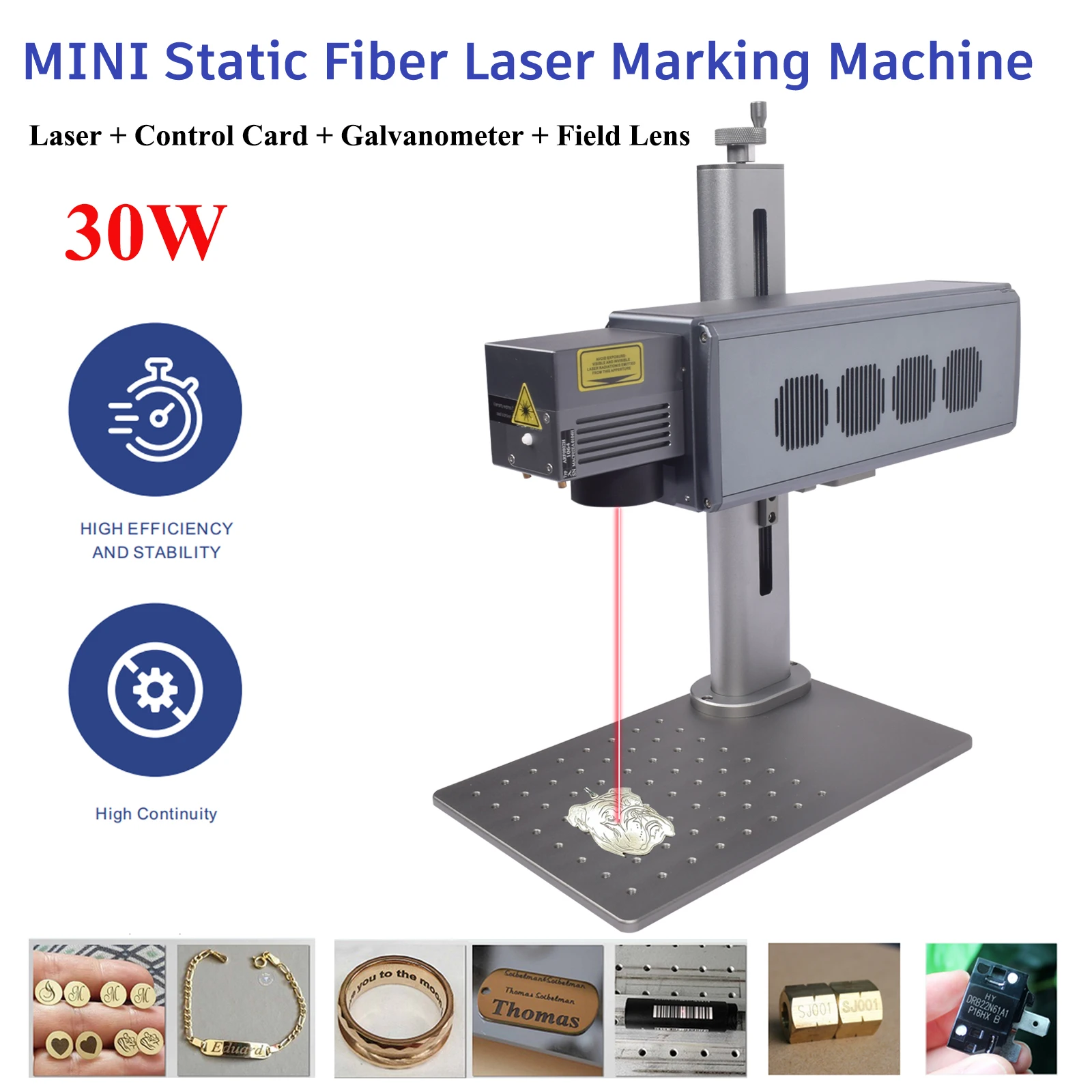 30W Fiber Laser Engraver Portable Business Laser Marking Machine for Fast Precise Engraving Plastic Leather All Metals EU Stock