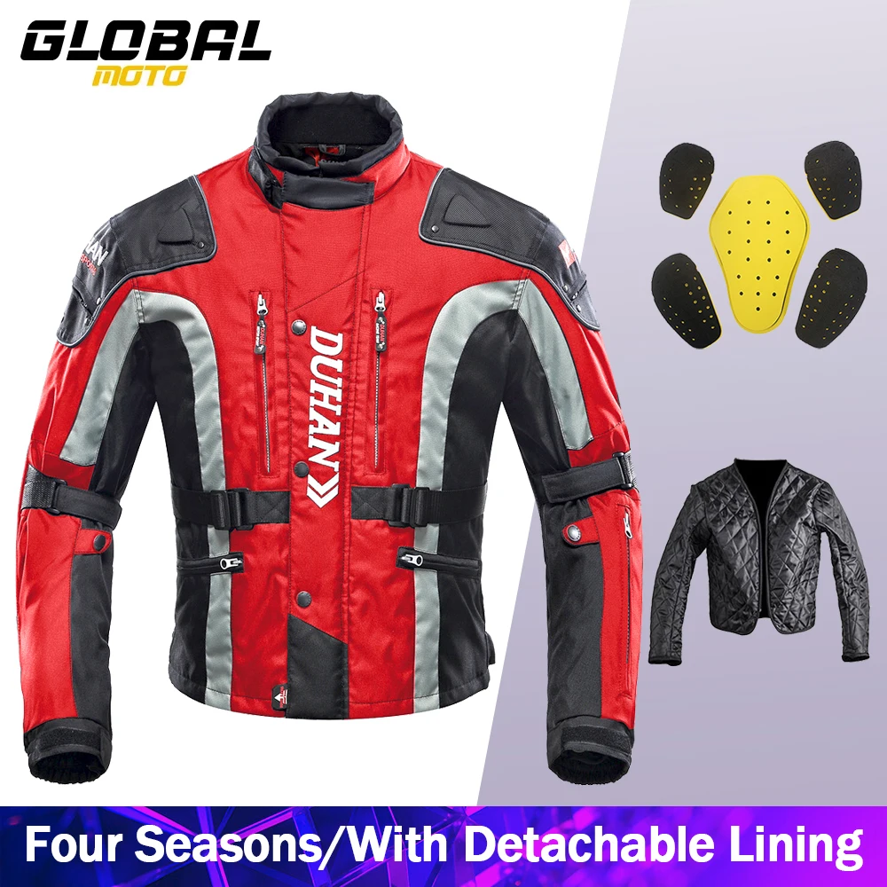 

Motorcycle Jackets Wear-resistant Motorbike Riding Jackets Four Seasons Motocross Clothing Breathable Built-in Protective Gear