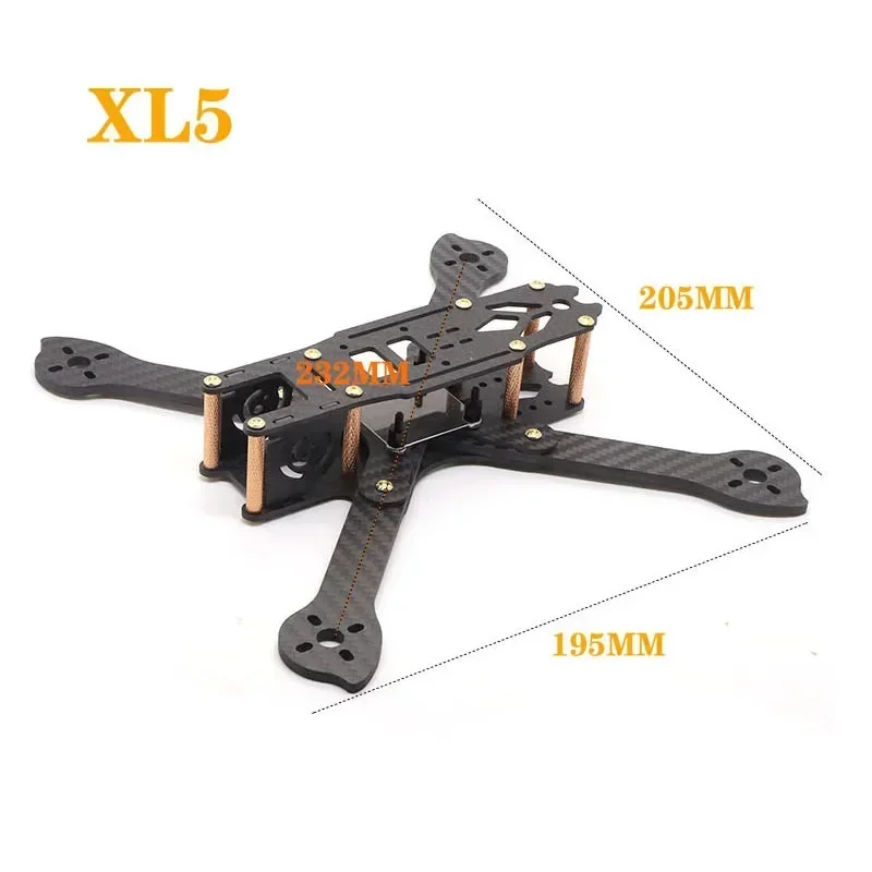 3K Carbon FPV Frame Kit, XL5-XL9, Top Battery Mount, Adjustable Camera Angle for Cinematic FPV Quadcopters