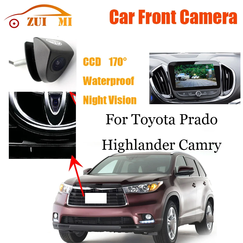 Car Front View Parking CCD Night Vision LOGO Mark Camera Wide Angle 170° Waterproof For Toyota Prado Highlander Camry