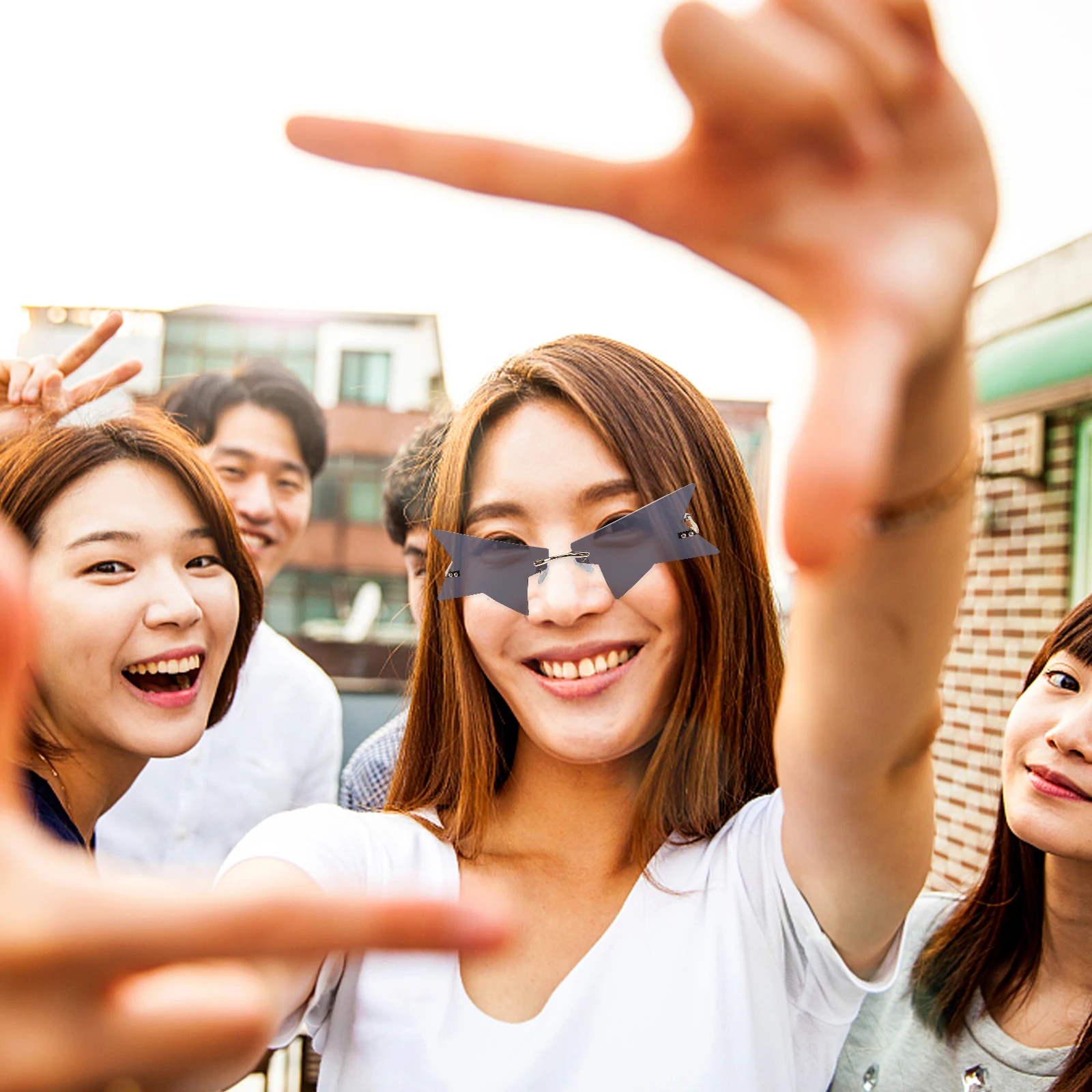 

Rimless Sunglasses Fashion Adults Wear Hip Hop Ac Alloy Funny Eyeglasses Party Photo Props Vacation Festival