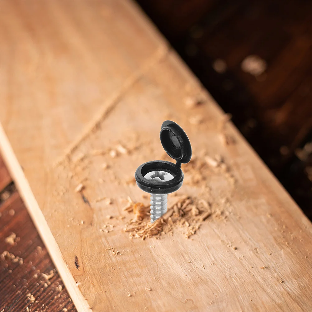 

200Pcs Hinged Screw Covers Snap Flip Tops ABS Material Screw Cap Artifact for Furniture Cabinet Protection Screws Flipping Tops