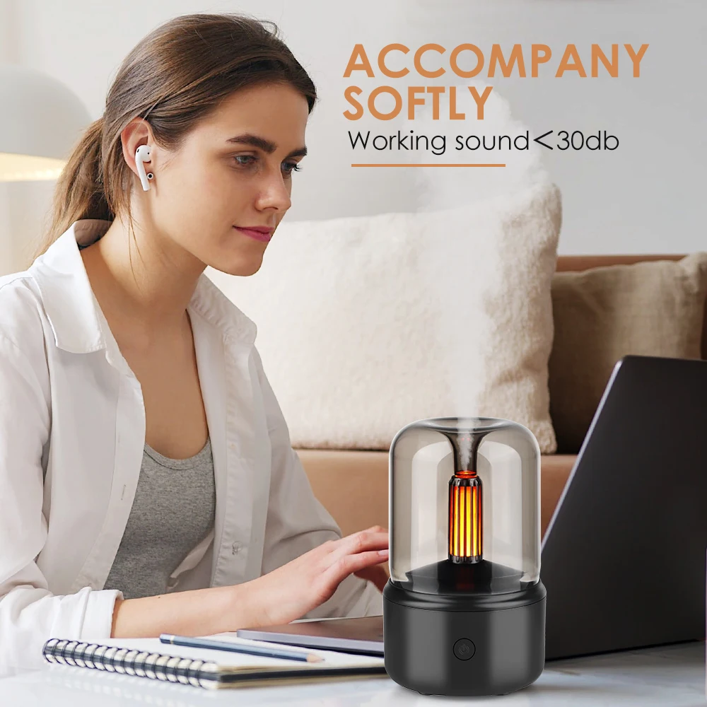 Flame Aroma Diffuser Ultrasonic Humidifier Air Cool Mist Maker For Home Office Small Essential Oil Diffuser With LED Lamp Gift