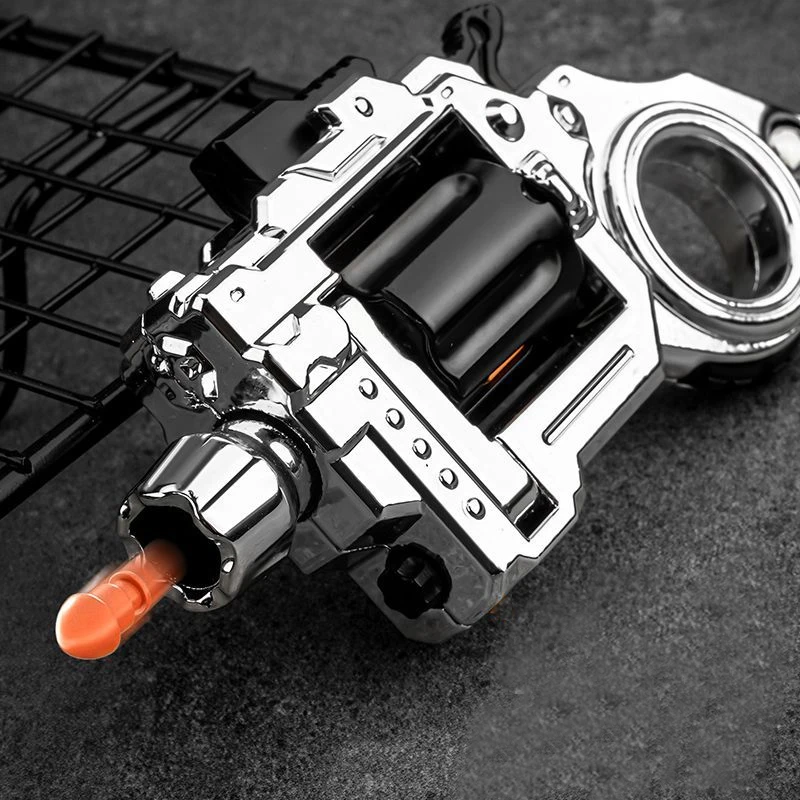 Outdoor Portable EDC Creative Alloy Shell Throwing Left Wheel Gyroscope Soft Bullet Toy Soft Bullet Gun Gift Gun Toys