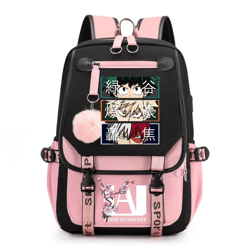 Sky02 Anime Schoolbag Todoroki Bakugou Deku Cartoon Backpack School Boys Girls Usb Bagpack Teenager Travel88Ji