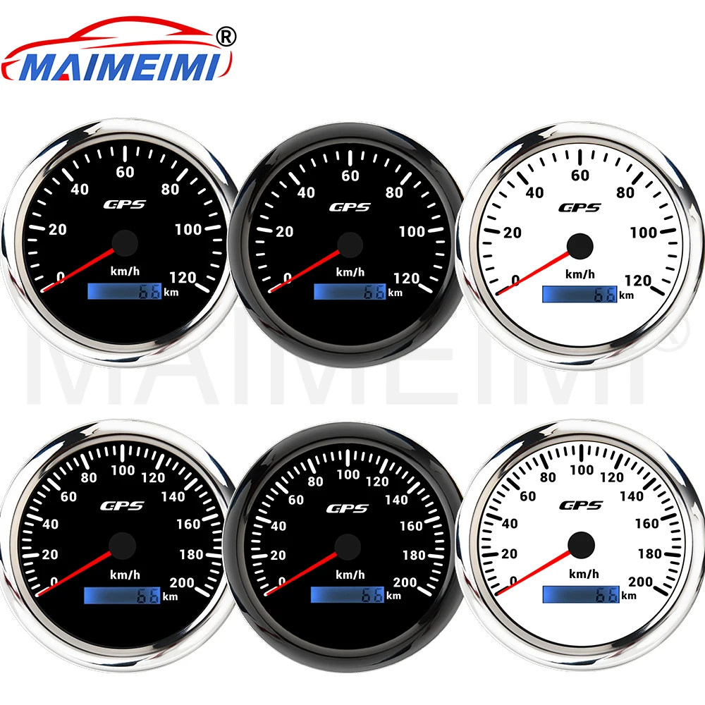 

110MM GPS Speedometer Gauge 7Colors Backlight 120 Kmh 200 Kmh Speed Gauge Meter Waterproof for Marine Boat Car
