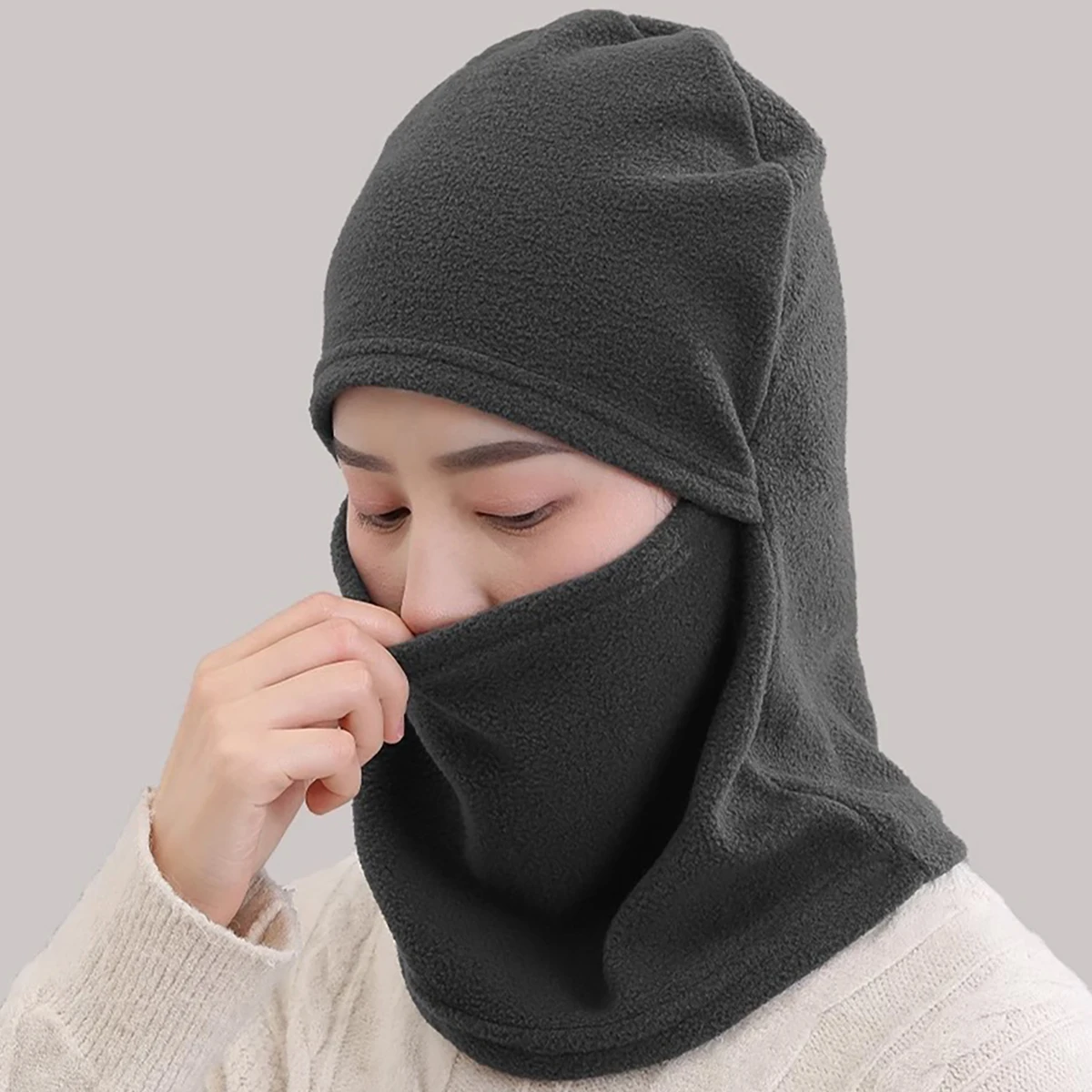 Winter-Fahrradmaske, thermische winddichte Sturmhaube, Skimaske für Männer und Frauen, warme Polarfleece-Maske für Outdoor-Sport, Motorrad, Gesichts-Skimaske. – Detail 4