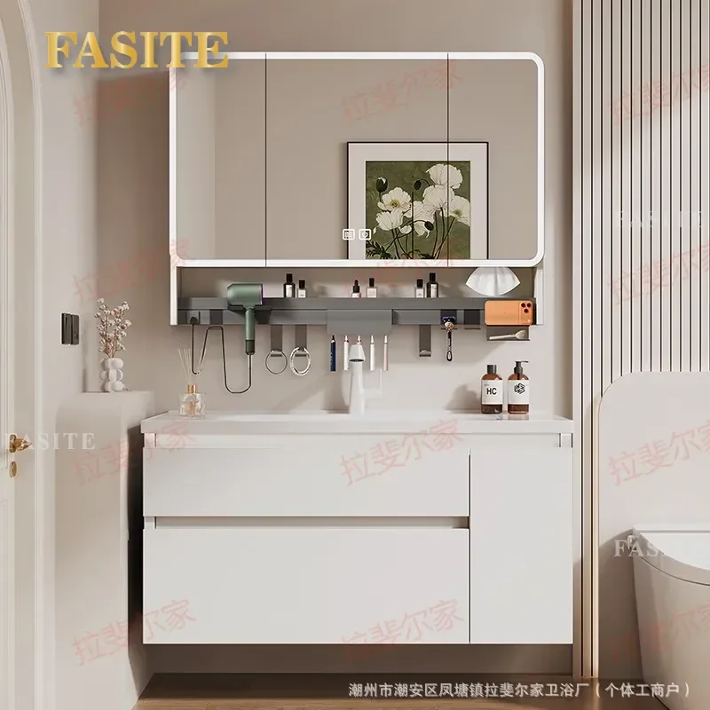 For Bathroom Aluminum Honeycomb Pull Basket Cabinet Ultra Deep Ceramic Integrated Basin Moisture Proof Waterproof Washstand