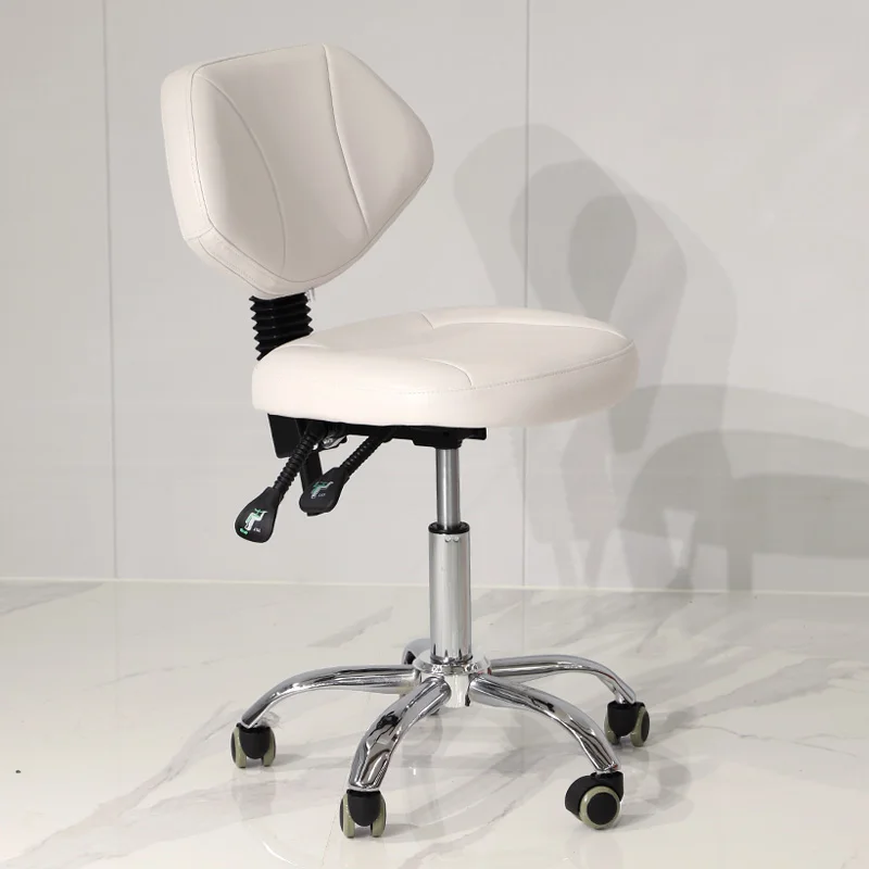 Height Adjustable Salon Stool with Tilting Backrest, Swivel Rolling Spa Technician Chair for Beauty Nail Salon