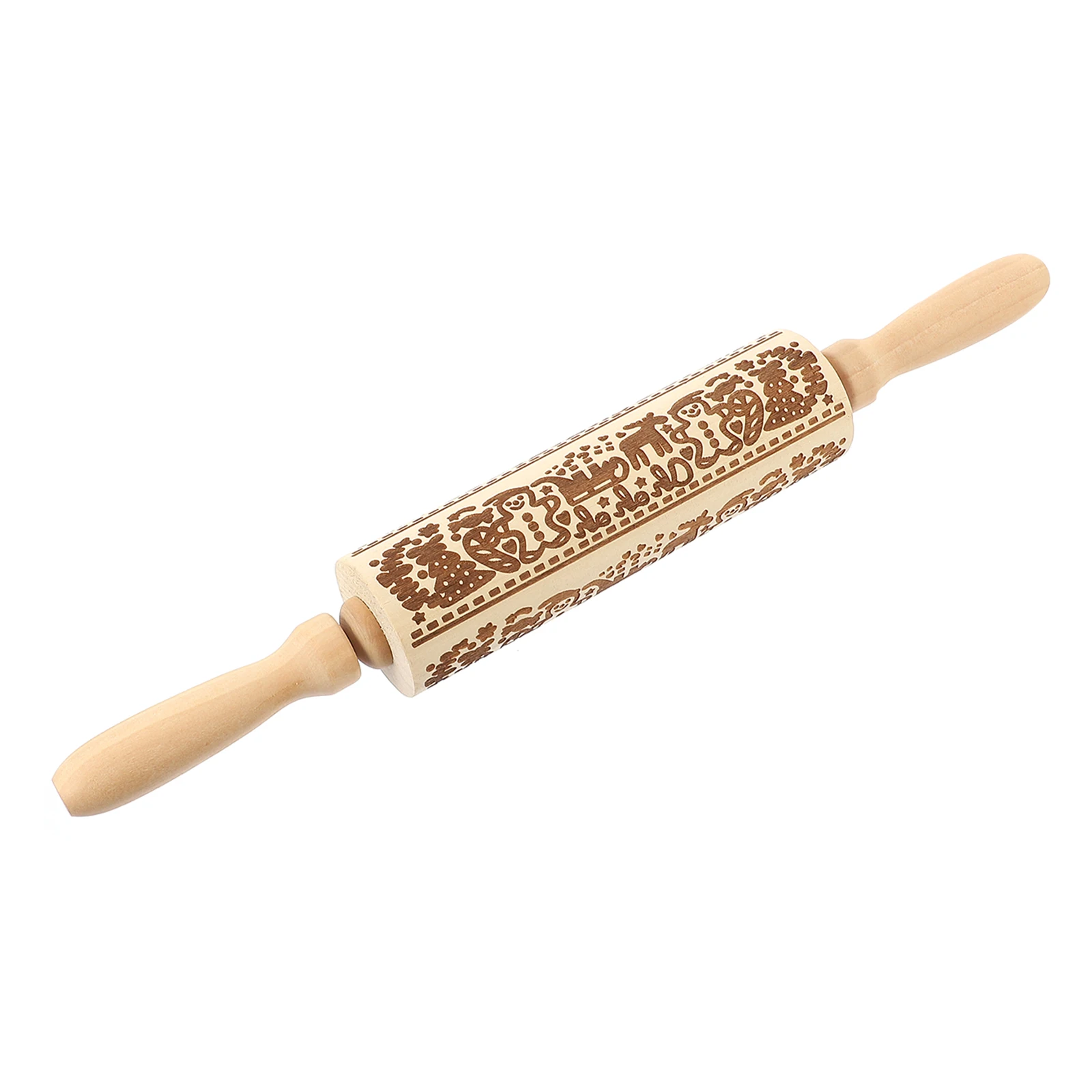 

Wooden Printed Rolling Pin Eco-Friendly Kitchen Tool for Baking Pizza Bread Cookies Xmas Decoration Professional Dough