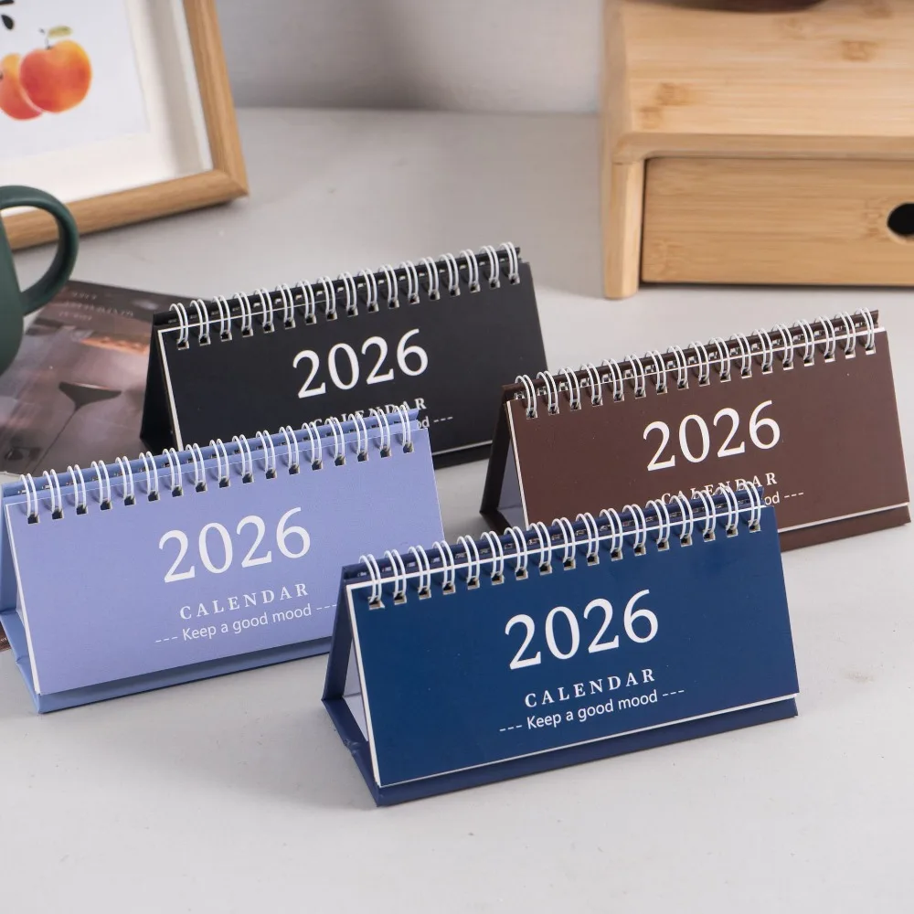 2026 Simple Style English Mini Desk Calendar Desktop Display Portable Calendar Desktop Decoration Handmade Diary Desk Ornament
