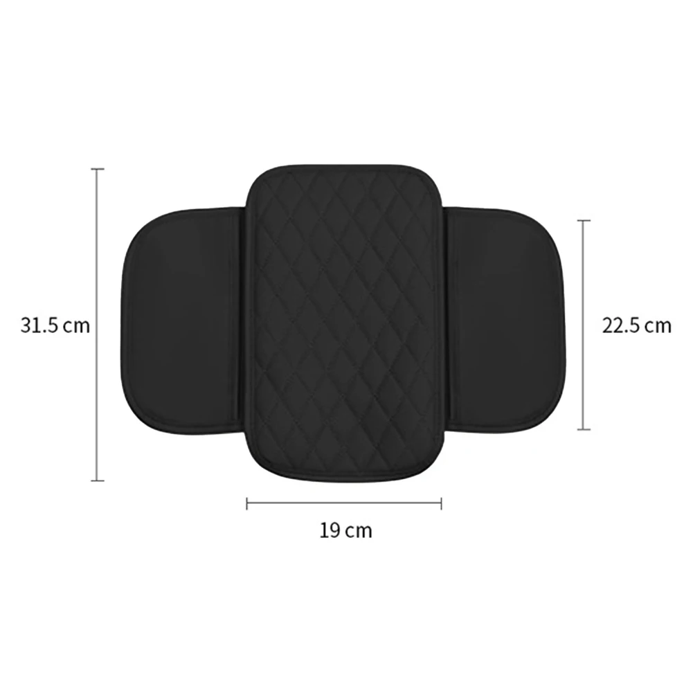 Car Armrest Box Mat with PU Leather Cover and Protective Cushion Including Convenient Storage Bag for Most Cars