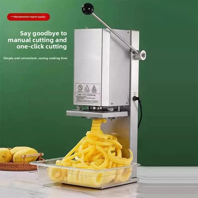 Commercial Electric French Fries Machine Automatic Curly Fries Maker Stainless Steel Food Processor 100kg/h
