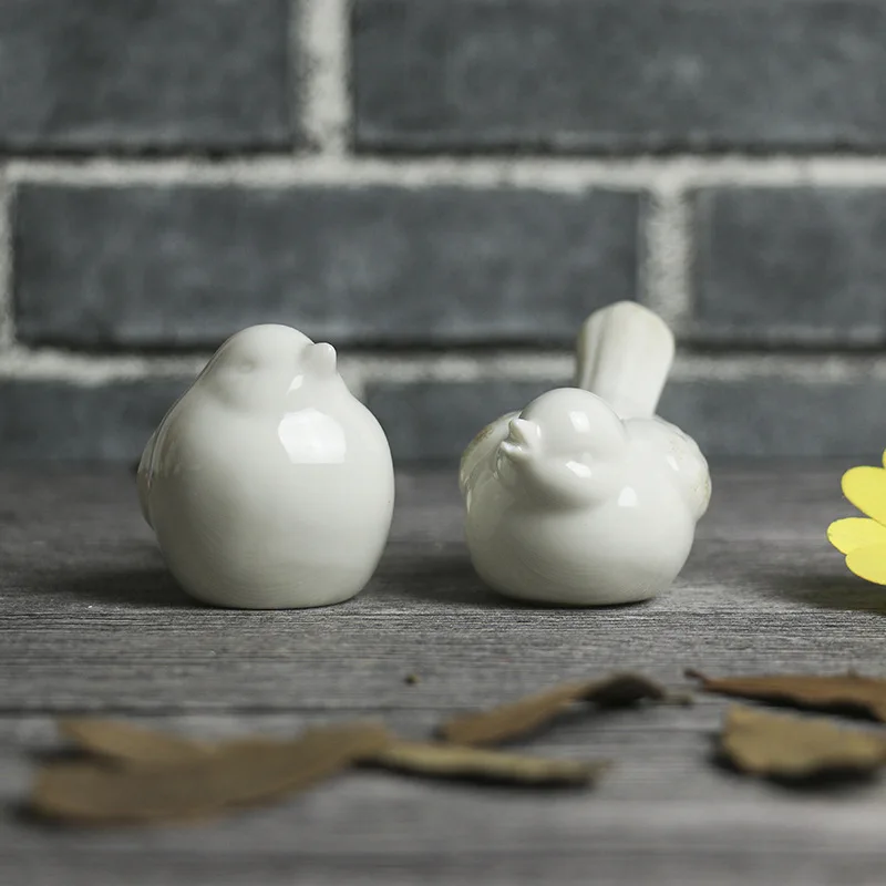 Lovely Ceramic Birds Nordic Style White Home Decoration Desktop Ornaments Creative Craft Gift Landscape Figurines Animal image 3
