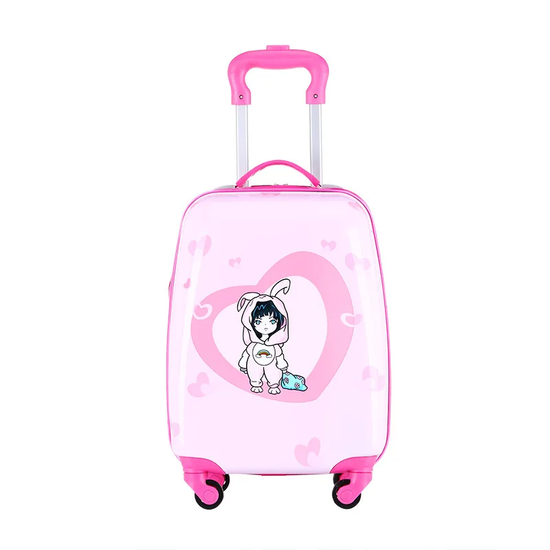 New Fashion 18-Inch Cartoon Cute Universal Wheel Square Schoolbag for Primary School Students Children's Trolley Case Luggage an