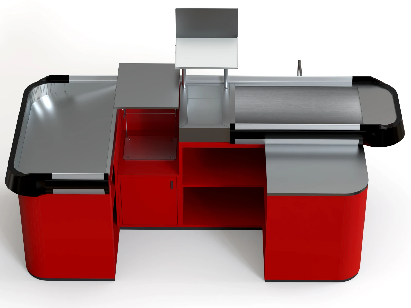 Customizable Steel Belt Heavy-duty Stability Supermarket Checkout Counter With LED Board