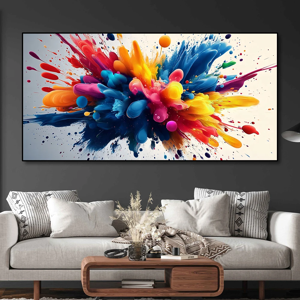 Large size Bauhaus color block print canvas painting