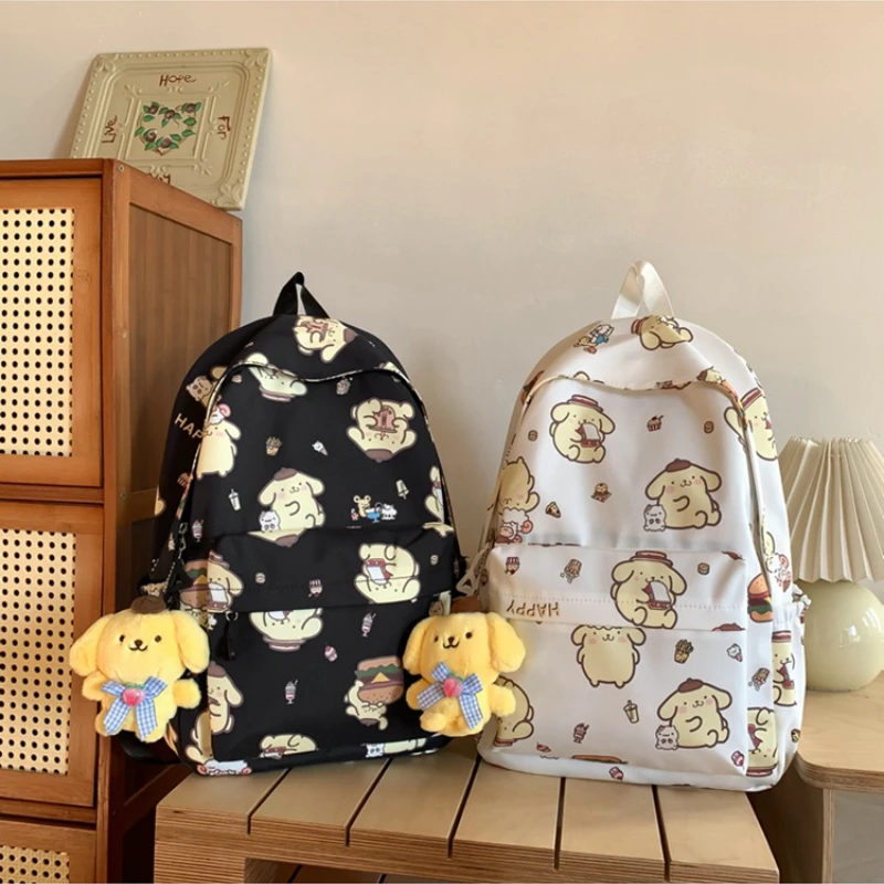 Sanrioed PomPom Purin Anime Cute Backpack Schoolbags Student Cartoon Travel Large Capacity Shoulder Bag Gift for Friend