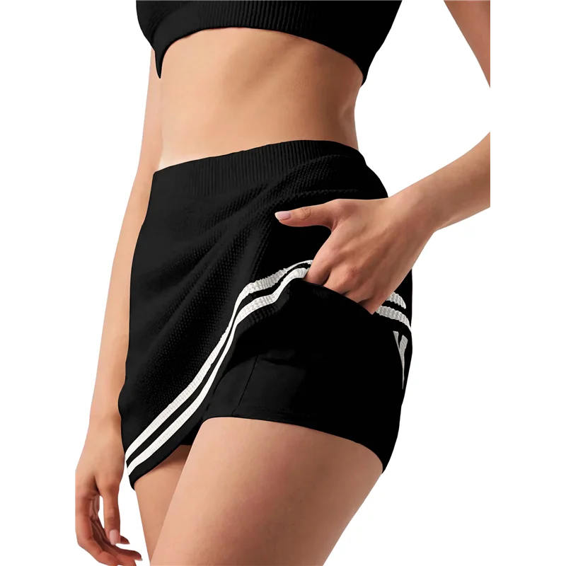 

Womens 2 Piece Sweater Skirt Set Suspenders Sleeveless Short Skirt Outfits Tennis Skorts Gym Yoga