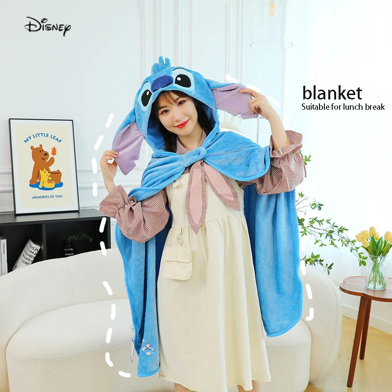 

Cute Cartoon Disney Stitch Flannel Blanket Children Adult Gift Bedding Bedspread Sofa Spring and Autumn Warm Blanket Home Decor