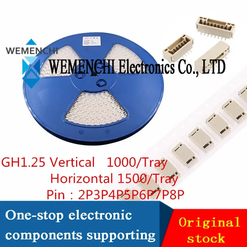 1000-1500PCS/Tray JST GH1.25 Connector with lock GH 1.25mm Socket Pin Header Vertical Horizontal  terminal 2P3P4P5P6P7P8pin